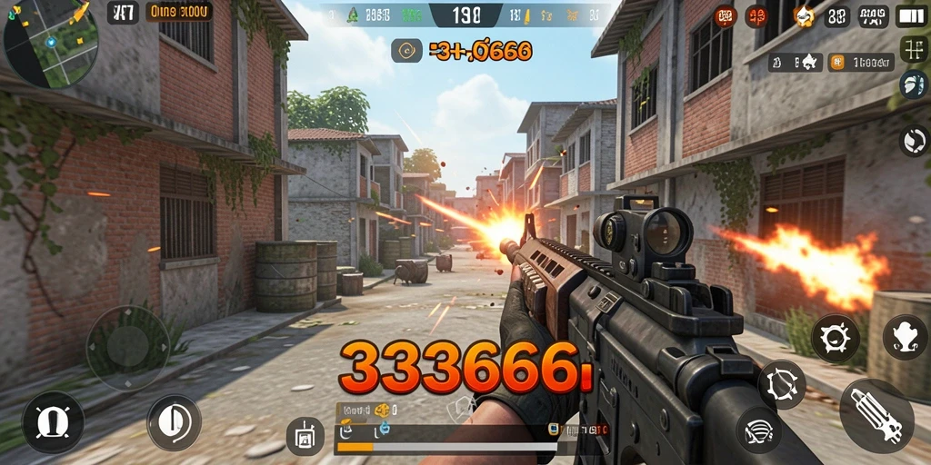 Tampilan gameplay menegangkan dari 333666 saat pemain bertempur.