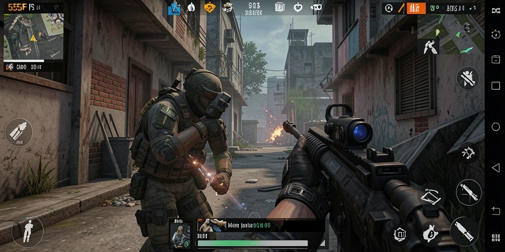 Screenshot menunjukkan intensitas dan grafis menawan dari gameplay 555F.