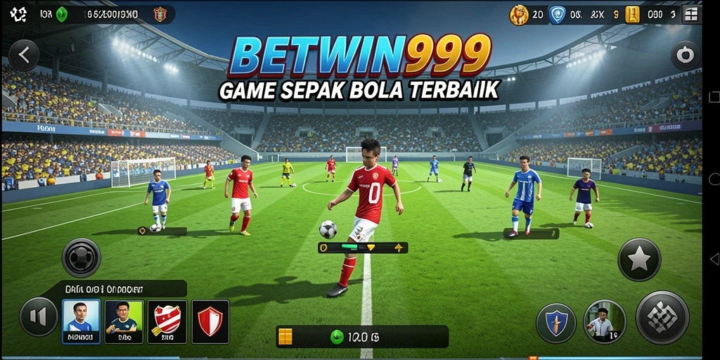 Screenshot gameplay BETWIN999 menampilkan aksi seru di lapangan sepak bola.