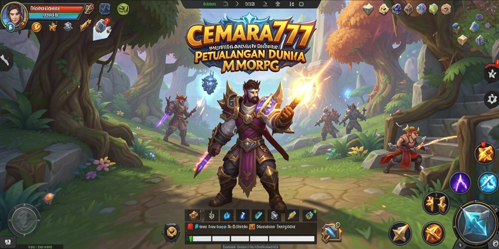 Screenshot gameplay <strong>CEMARA777</strong> menunjukkan pertarungan epik antara karakter dalam dunia fantasi.