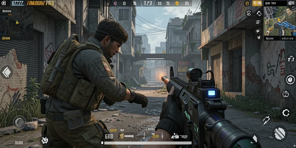 Screenshot GT777 menunjukkan aksi seru dalam gameplay FPS.