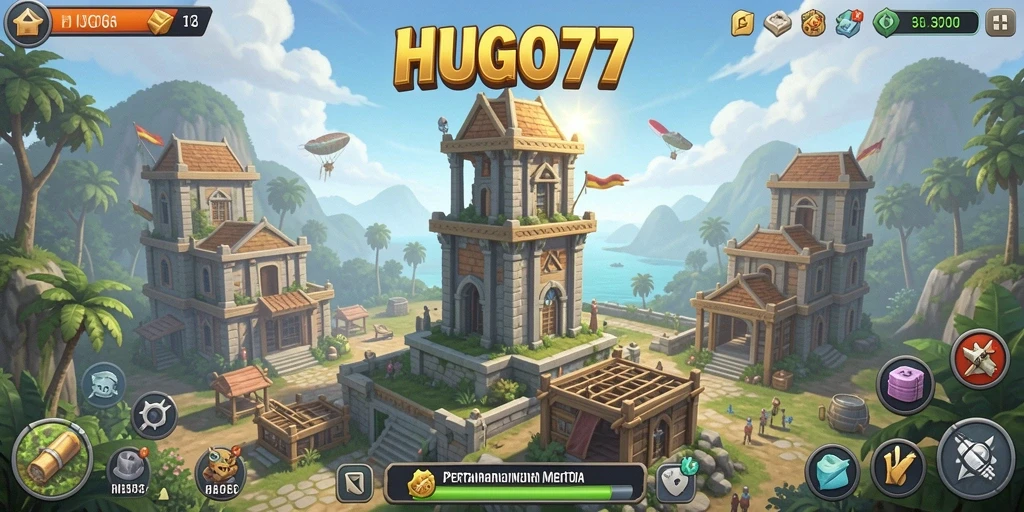 Tampilan gameplay HUGO77 yang menarik dan penuh aksi strategi.