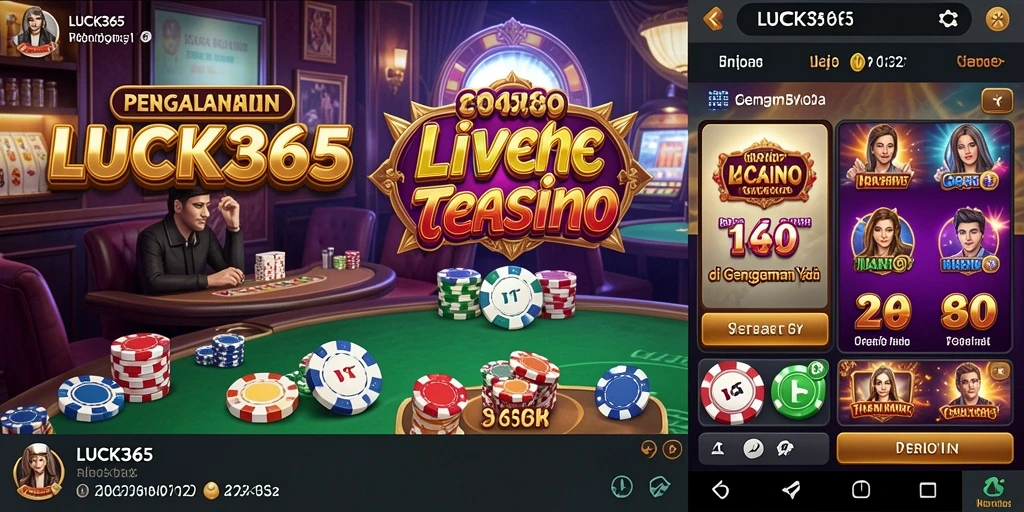 Screenshot gameplay LUCK365 menampilkan dealer langsung dan permainan kasino yang mendebarkan.