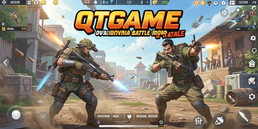 Gameplay QTGAME yang penuh aksi di arena Battle Royale.