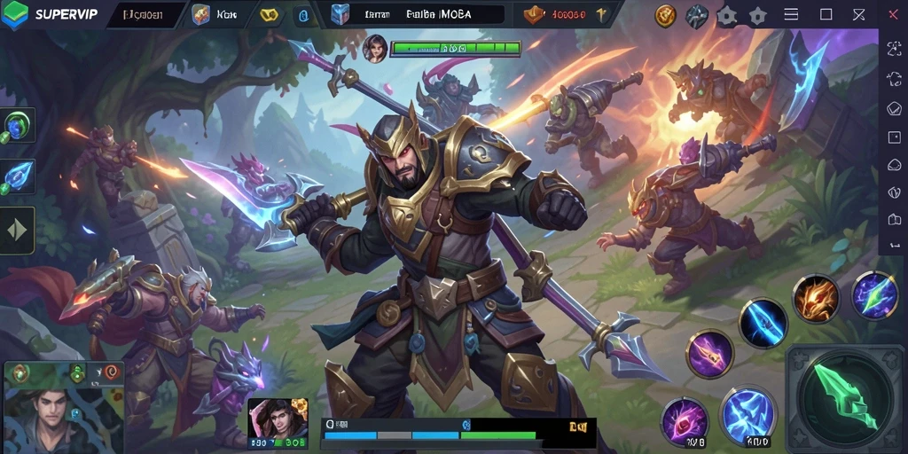 Screenshot gameplay menegangkan dalam pertarungan MOBA.